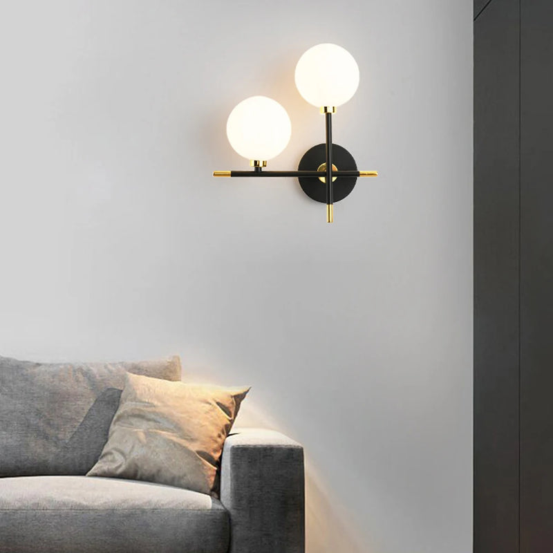 applique murale led moderne en boule de verre pour éclairage intérieur