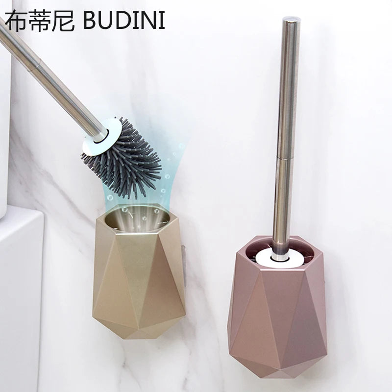 brosse de toilette en silicone avec support mural ou sur pied - vue 4 sur 10