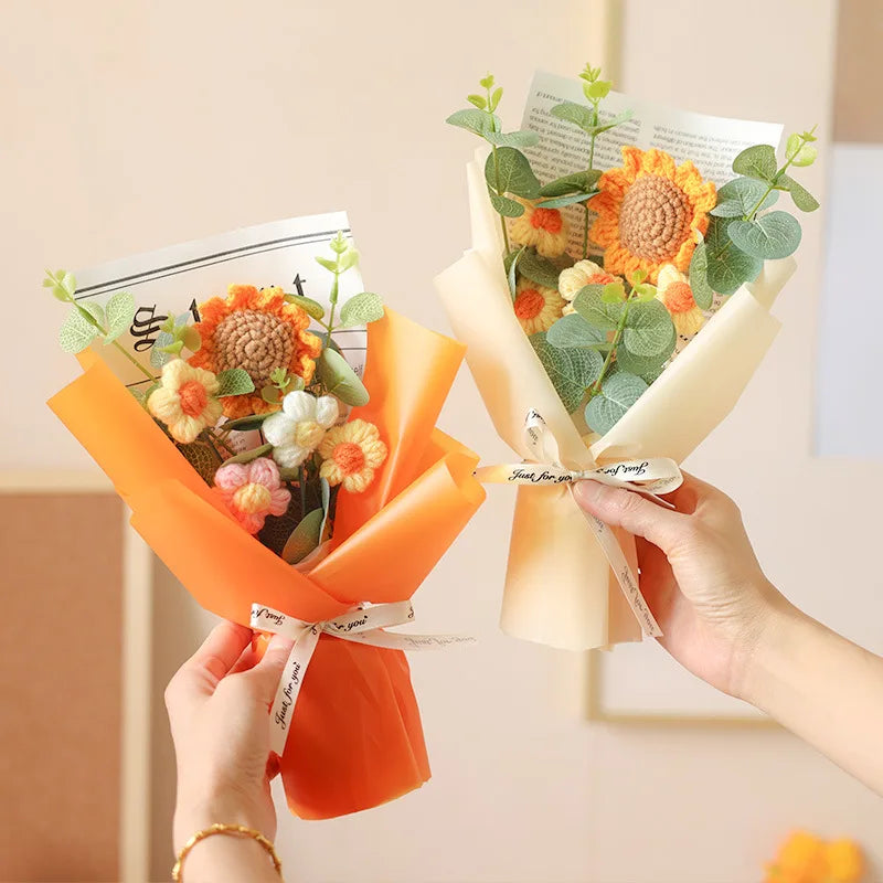 bouquet de tournesols au crochet fait main pour cadeaux et décorations - vue 3 sur 13