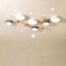 plafonnier nordique led bois macaron 3-8 têtes éclairage décoratif