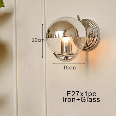 applique murale Boule d'espace argent Simple élégant haricots magiques petites boule de verre semi-plaqué chromé appliques murales couloir de chambre à coucher - vue 5 sur 5