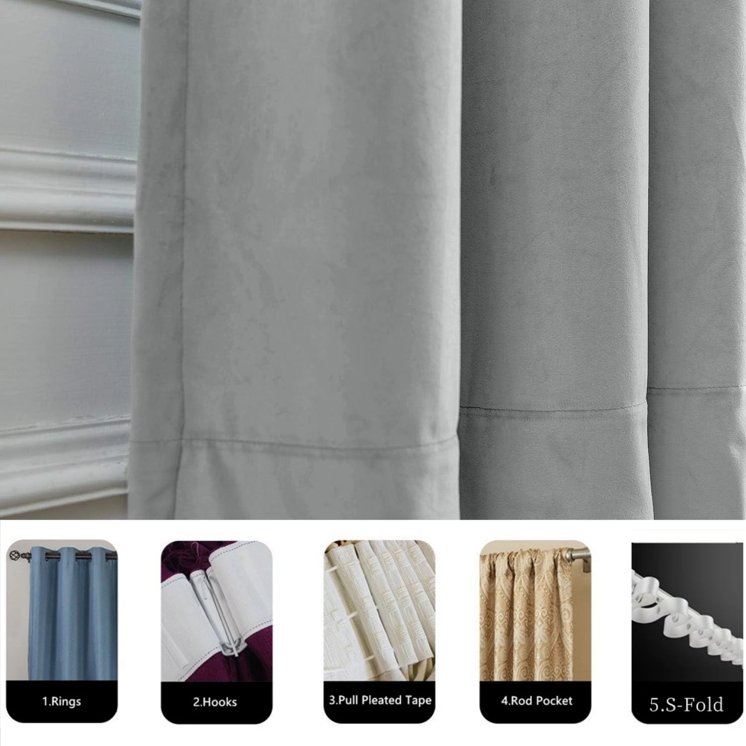 Rideau velours occultant moderne sur mesure salon chambre - vue 6 sur 10