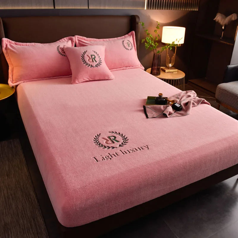 drap-housse en peluche douce et flanelle solide
