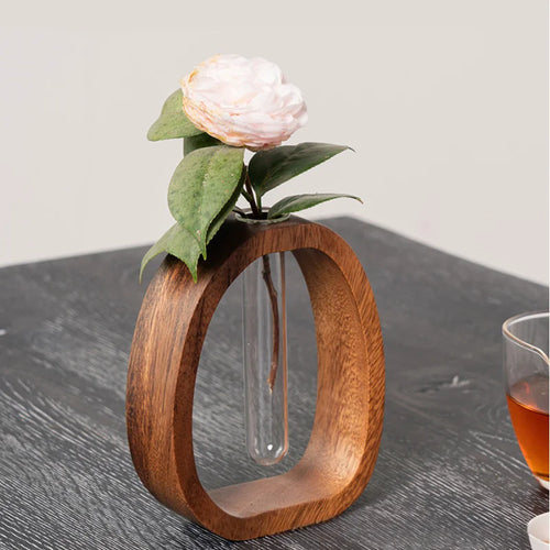 ustensile floral en bois massif vase en verre pour plantes en eau - vue 3 sur 7