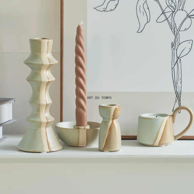 bougeoir en céramique nordique pour décoration et mariage - vue 3 sur 15