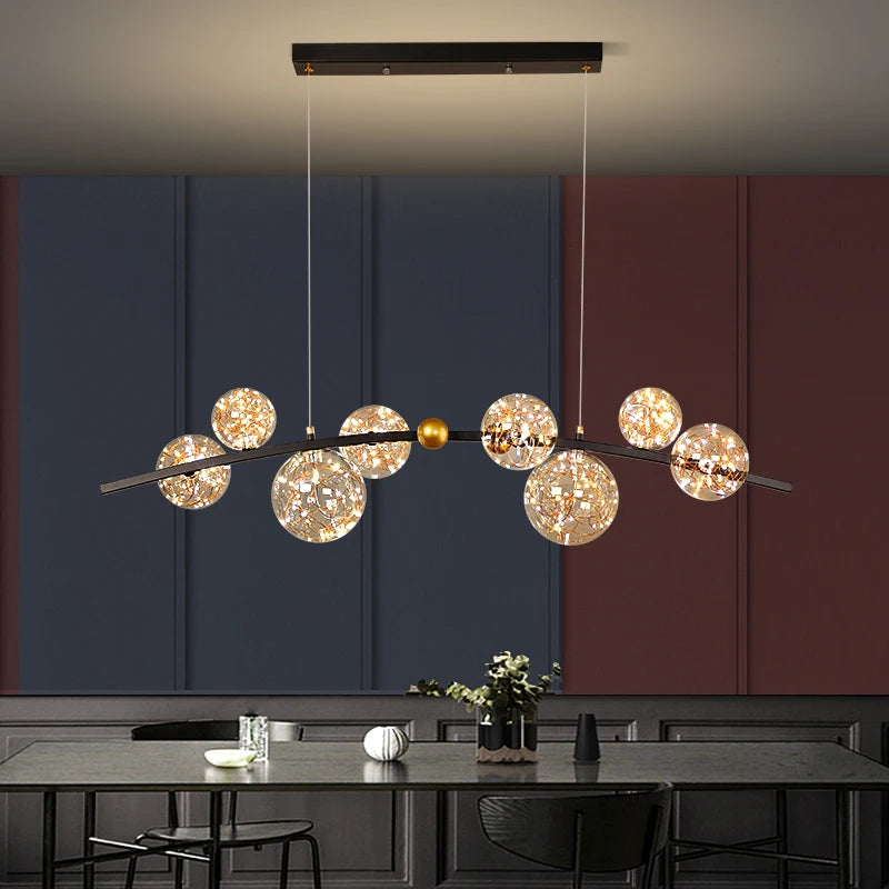 suspension led nordique boule de verre clair pour bar restaurant