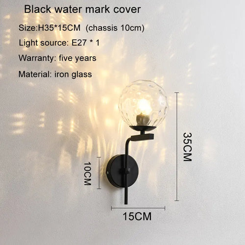 applique murale led moderne en forme de boule de verre pour décoration intérieure - vue 10 sur 10