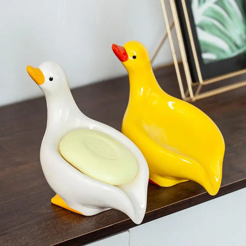 porte-savon en céramique canard design auto-drainant pour salle de bain - vue 2 sur 8