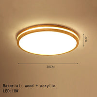 Plafonniers ronds en bois LED pour chambre salon salle à manger lampe suspendue Dimmable 	 Style