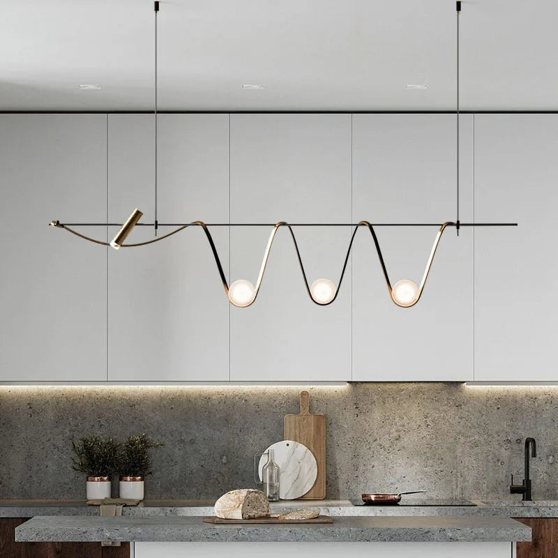 lustre en verre nordique créatif avec éclairage led