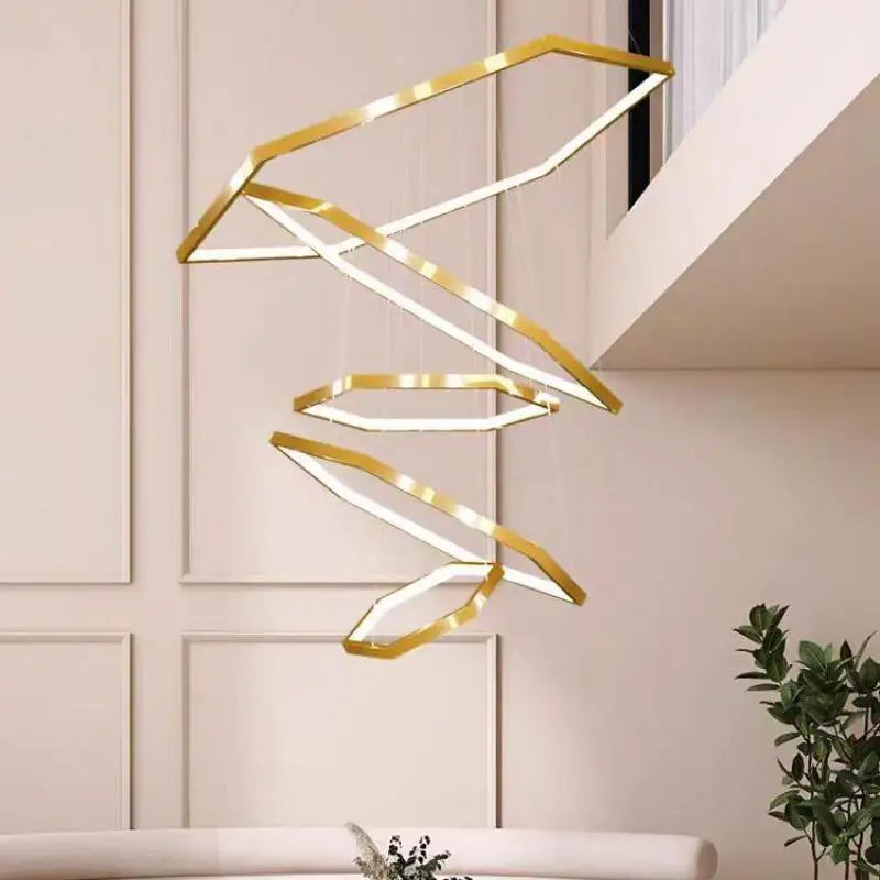 lustre hexagone led simple moderne luxe suspension - vue 4 sur 19