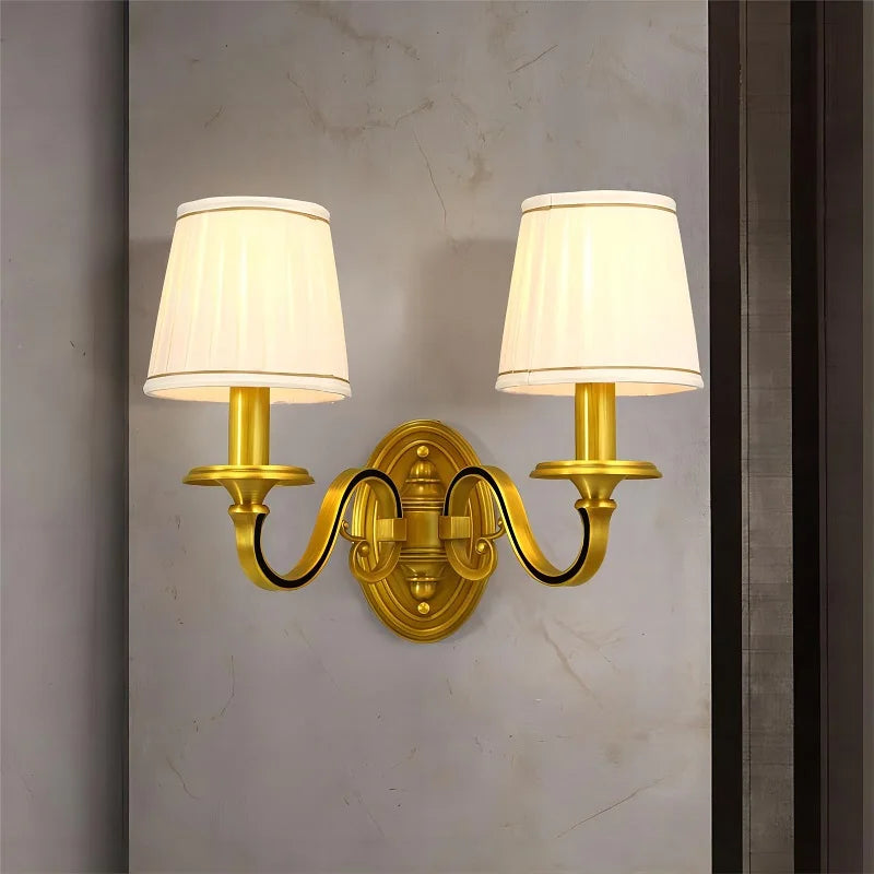 applique murale led en cuivre avec housse en tissu de qualité - vue 3 sur 4