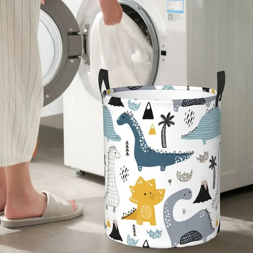 panier à linge en tissu oxford motif dinosaures pour rangement et décoration - vue 9 sur 10