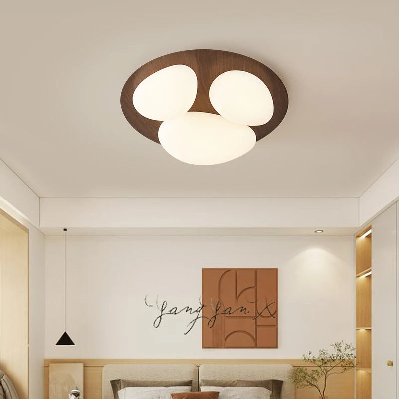 plafonnier design moderne led en bois pour éclairage intérieur