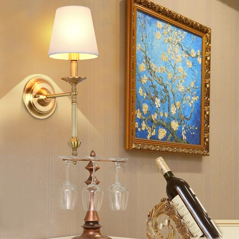 applique murale antique à LED avec abat-jour en tissu - vue 4 sur 10