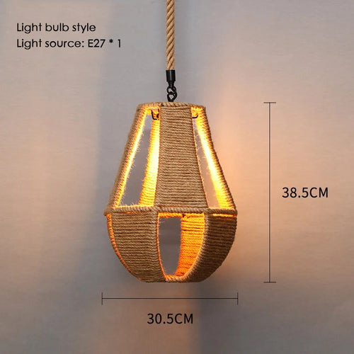Sisal chanvre corde suspension plafonnier Lustre suspendu Lustre fer main tressage rustique rétro pour salle à manger décor - vue 13 sur 28