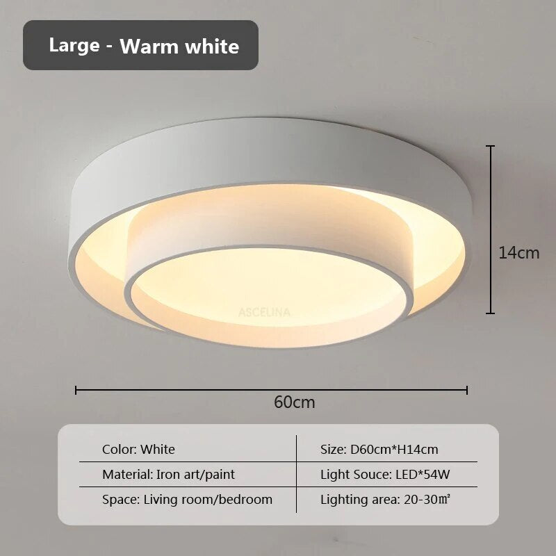 Plafonnier moderne led minimaliste blanc double rond - vue 12 sur 18