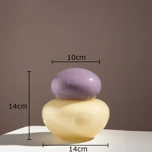 vase elliptique en verre avec couvercle pour fleurs décoratives