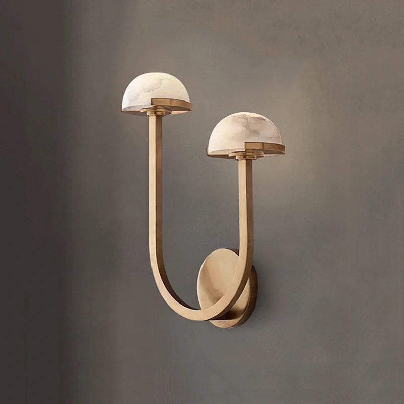applique murale vintage double demi boule led marbre