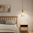 lustre wabi-sabi en bois avec éclairage led suspendu