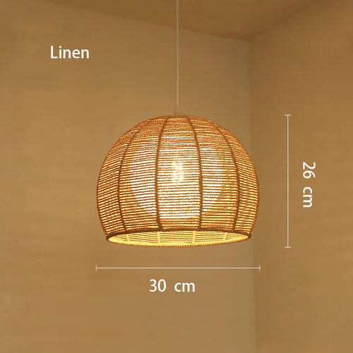 Hand-woven hemp rope chandelier stylish simple bedroom lamp balcony restaurant teahouse homestay decoration chandelier - vue 10 sur 11
