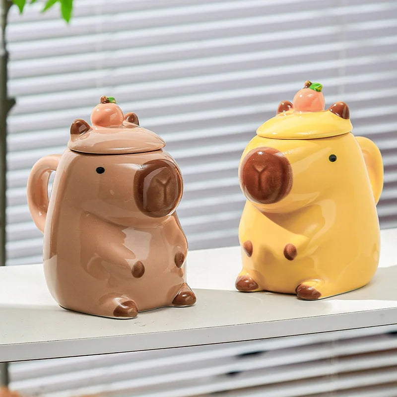 Mug capybara cartoon céramique avec couvercle grande capacité - vue 5 sur 7