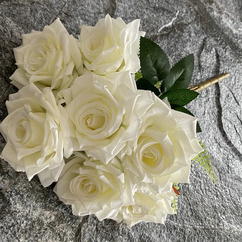 rose artificielle en soie pour décoration et photographie de mariage - vue 12 sur 22