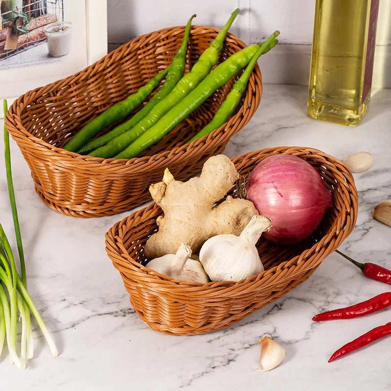 panier à pain en rotin fait main pour rangement alimentaire - vue 4 sur 11