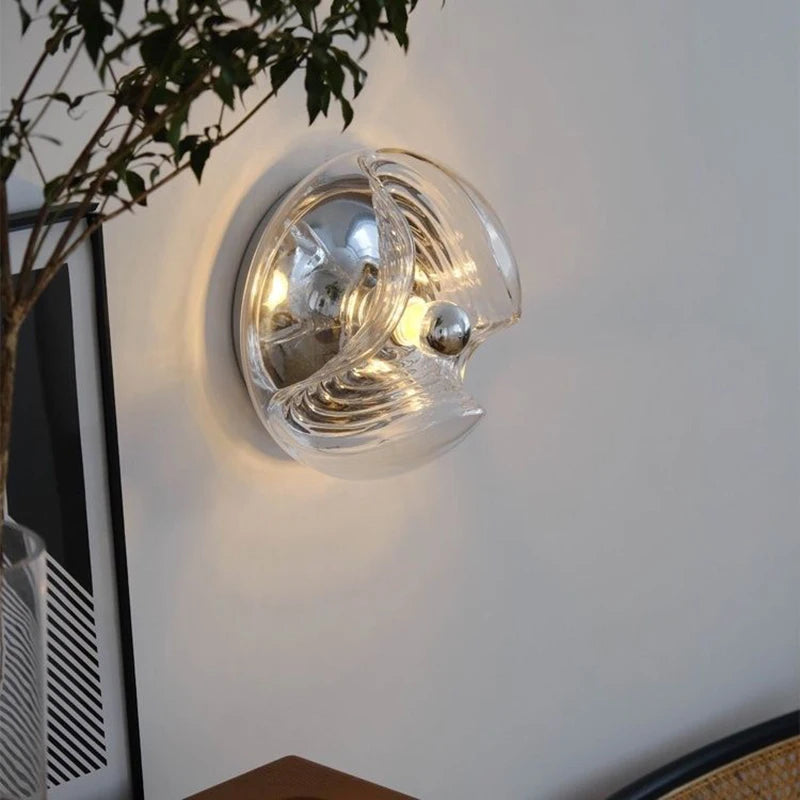 plafonnier bauhaus en verre avec ondulation led moderne - vue 6 sur 12