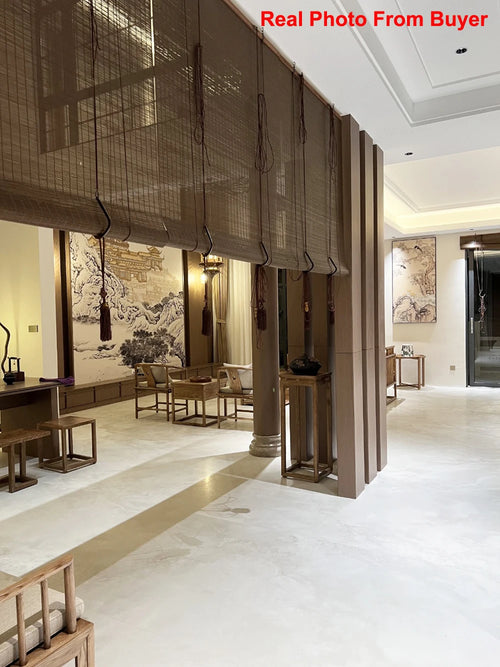 store enrouleur bambou style chinois salon de thé - vue 3 sur 7