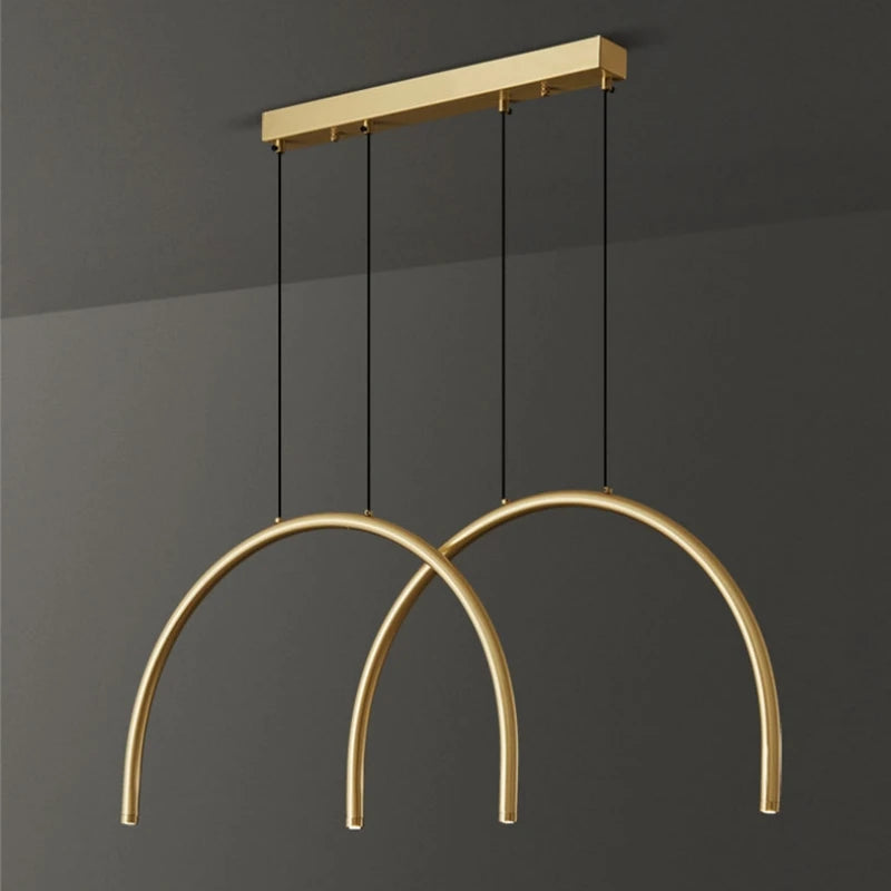 lampe suspendue moderne en laiton noir doré avec leds réglables