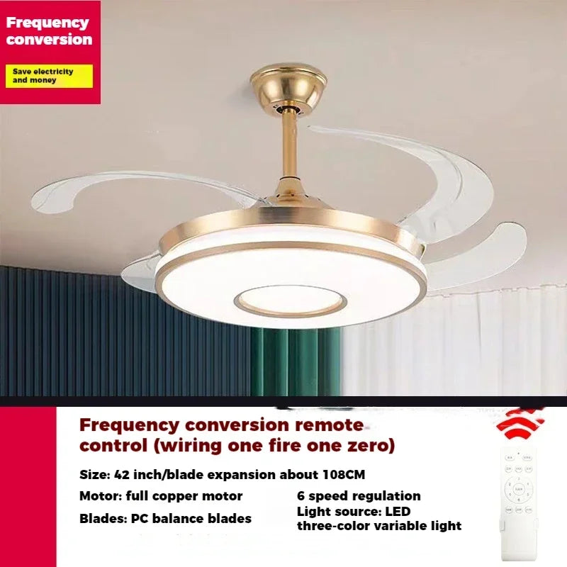 ventilateur de plafond moderne avec lumière et télécommande - vue 3 sur 7
