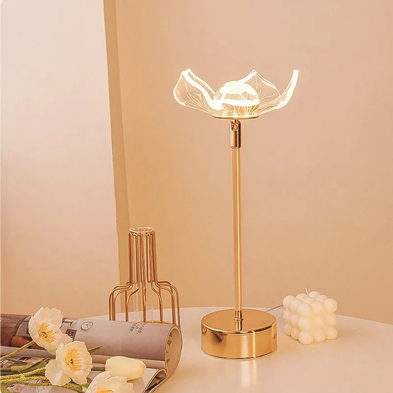 Lampe de table rétro or acrylique papillon LED lampe de bureau hôtel villa art décor LED lampe de table salon chevet LED veilleuses