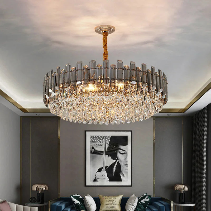 lustre led de luxe en cristal moderne 	 en stock - vue 3 sur 30