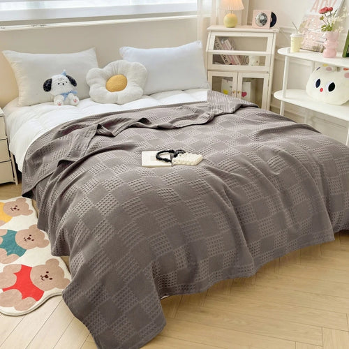 plaid coton gaufré léger pour canapé et chambre