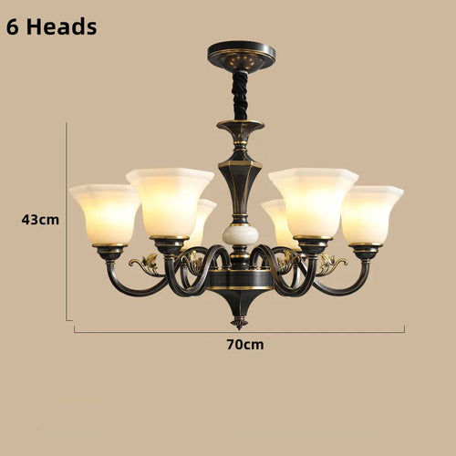 lustre vintage en cuivre avec abat-jour en verre dépoli - vue 9 sur 20