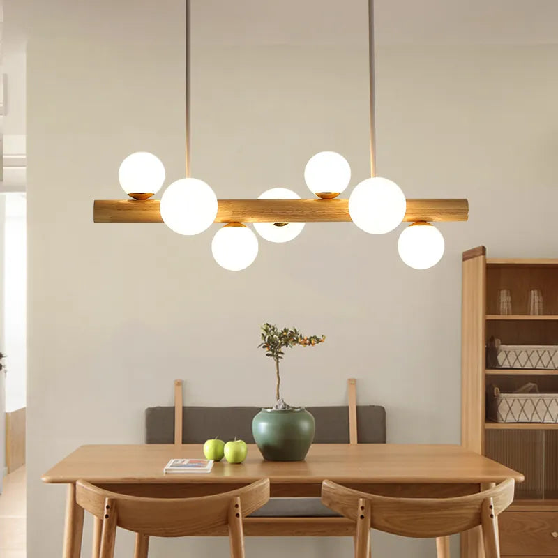 suspension en bois led minimaliste décoration moderne
