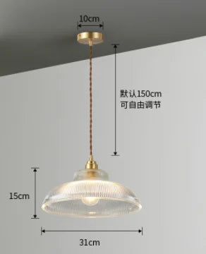 lustre rétro en cuivre avec verre pour décoration intérieure - vue 8 sur 9