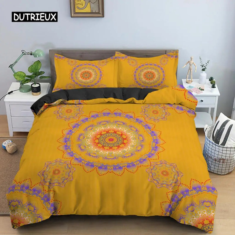 housse de couette mandala bohème style vintage pour lit king queen