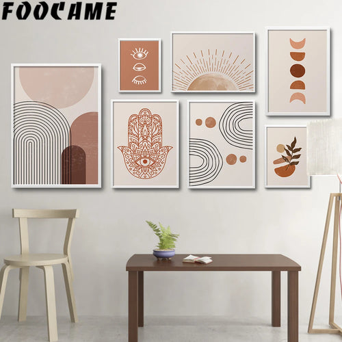 abstrait géométrie ligne soleil levant lune toile déco murale - vue 3 sur 13
