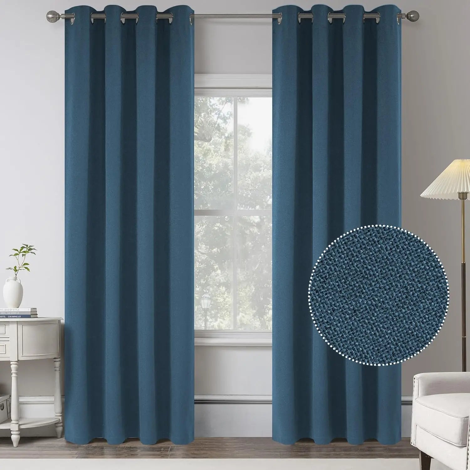 Rideau occultant imitation lin sur mesure chambre salon - vue 5 sur 11