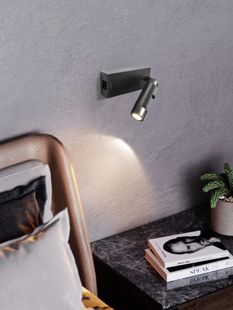 applique murale led réglable avec interrupteur et port usb - vue 3 sur 6