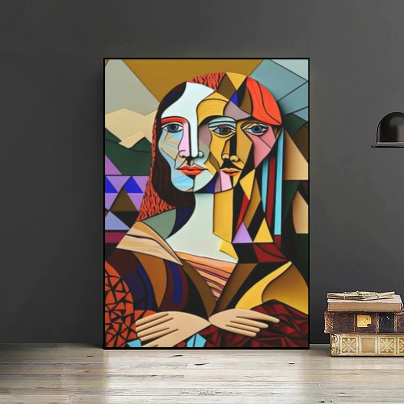 peinture abstraite cubiste style picasso tête de personnage décoration murale