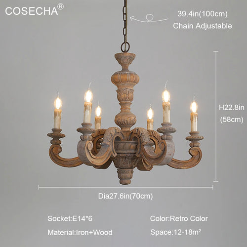 lustre vintage en bois éclairage art déco nordique rétro