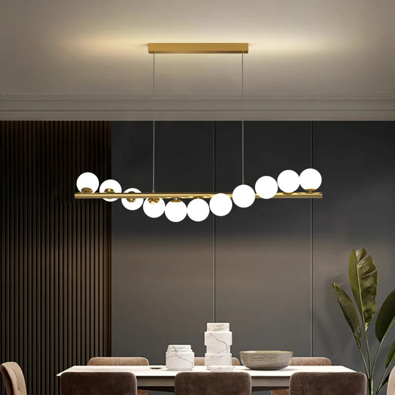 Nordique minimaliste boule de verre lustre Restaurant cuisine G9 lumière LED maison plafond décoration or lustre lampe suspendue