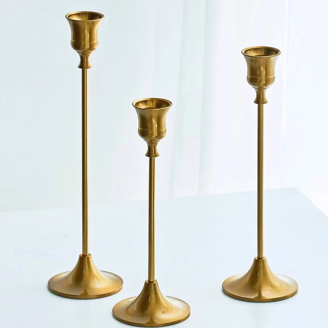 kit de bougeoirs décoratifs en laiton doré pour mariage et dîner - vue 13 sur 18