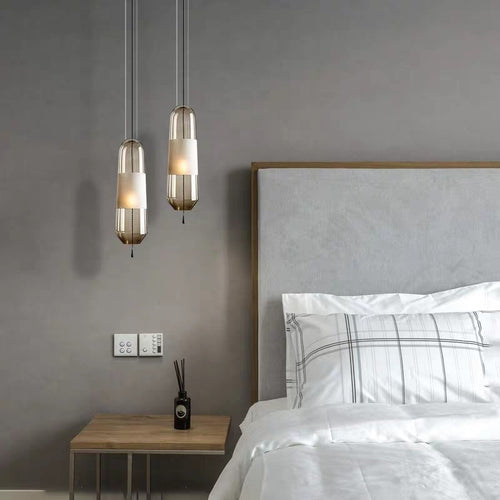 Suspension design LED avec abat-jour en verre Favia