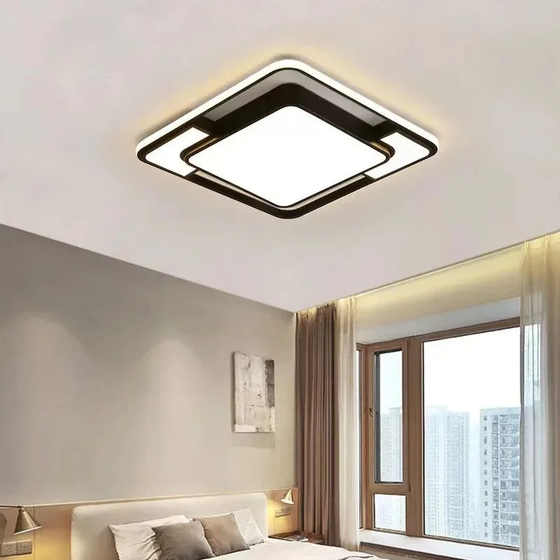 lustre carré moderne en fer avec leds pour éclairage intérieur