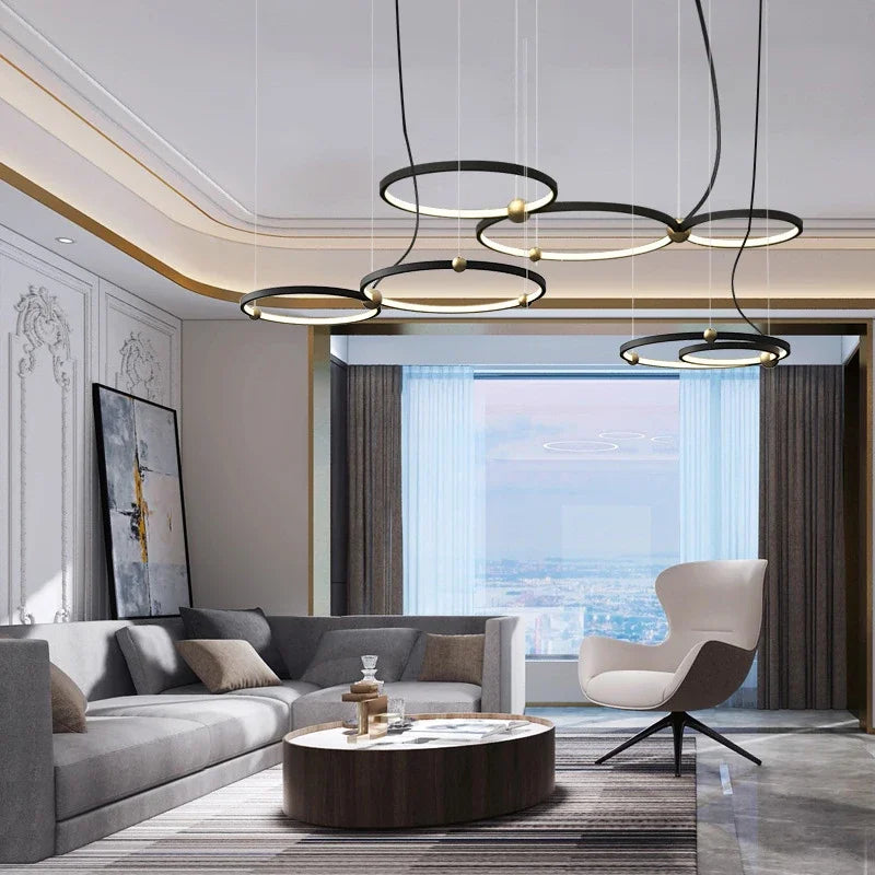 suspension à LED en anneau rond pour décoration moderne - vue 3 sur 8