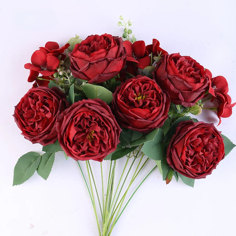 bouquet de roses artificielles en soie pour décoration intérieure - vue 9 sur 16